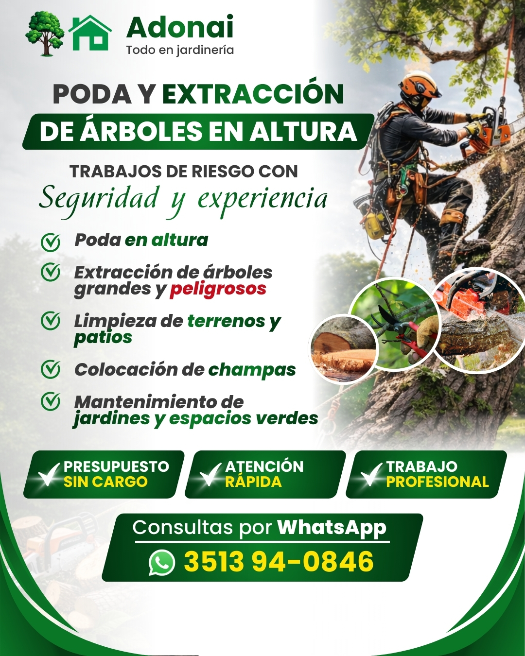 Adonai Podas en Altura trabajando en Córdoba Capital