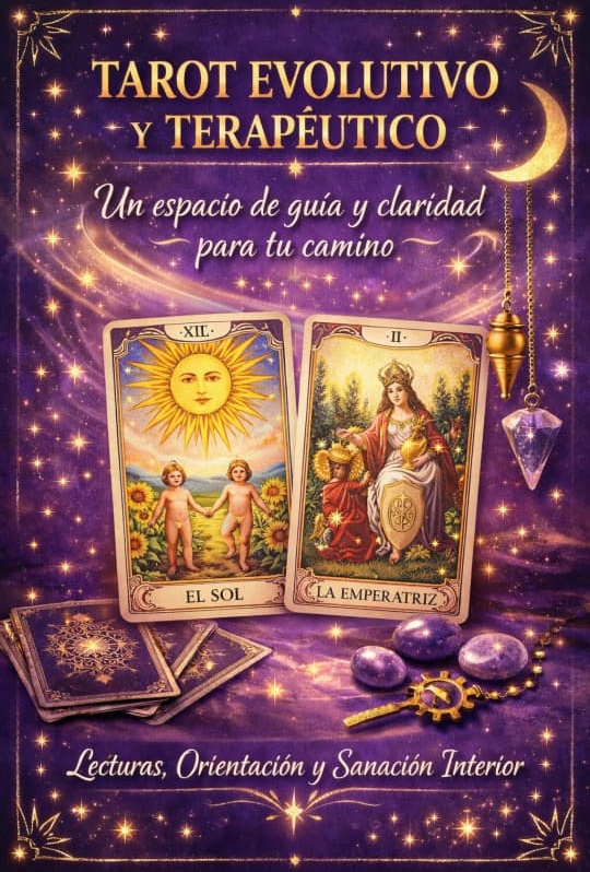 Flyer de Tarot evolutivo y terapéutico