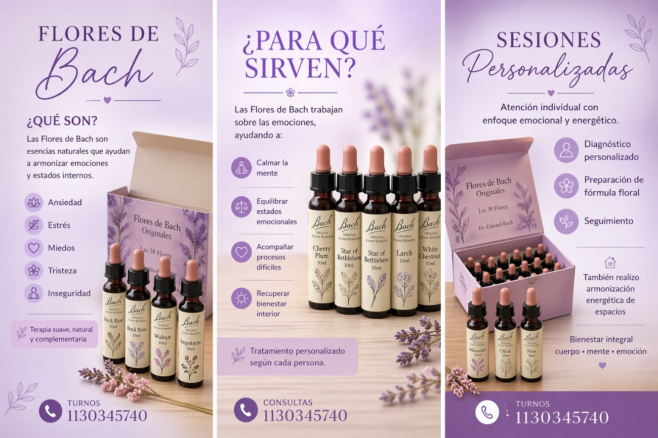 Flyer de terapia floral Flores de Bach