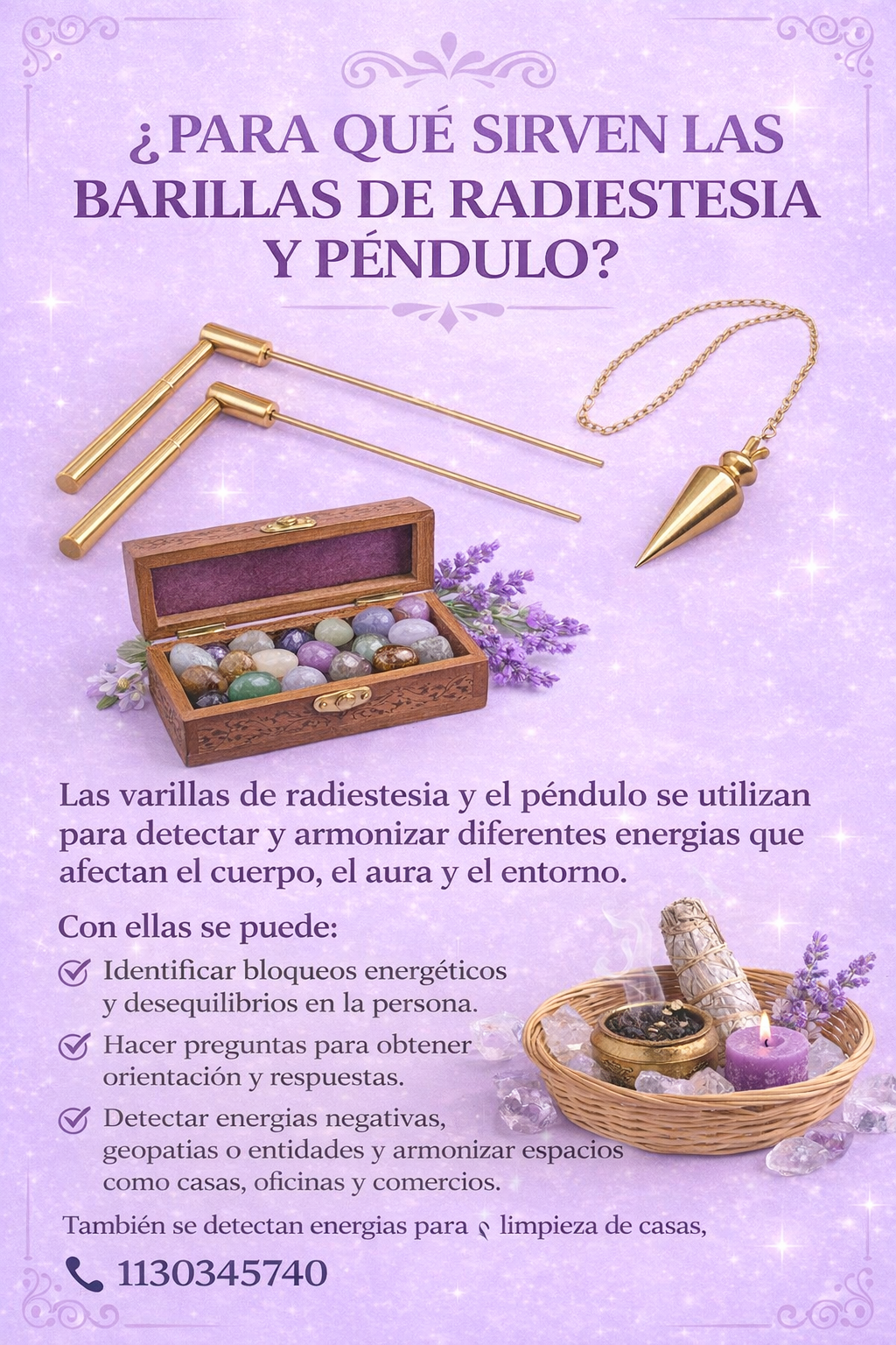 Flyer de radiestesia y péndulo